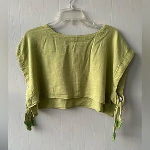 NWOT Free People Side-Tie Fringe Crop Top (size M)